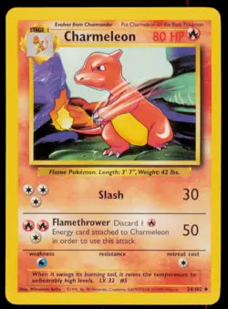 Charmeleon 24/102 Uncommon Base Set Unlimited Pokemon Near Mint - Image 1