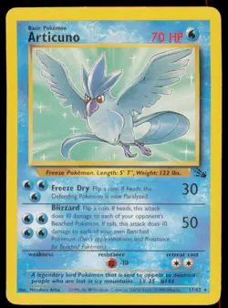 Articuno 17/62 Rare Fossil Pokemon Unlimited Heavily Played - Image 1