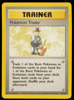 Pokemon Trader 77/102 Rare Base Set Unlimited Pokemon Heavily Played - Image 1