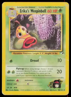 Erika's Weepinbell 48/132 Uncommon Gym Heroes Pokemon Unlimited Heavily Played - Image 1