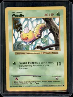 Weedle 69/102 Shadowless Base Set 1999 WOTC Pokemon TCG - HP - Image 1
