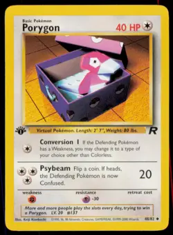 Porygon 48/82 1st Edition Uncommon Team Rocket Pokemon Heavily Played - Image 1