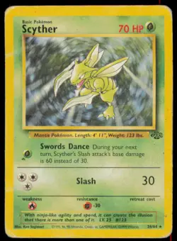Scyther 26/64 Rare Jungle Pokemon Unlimited Heavily Played - Image 1