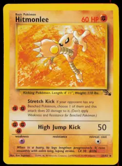 Hitmonlee 22/62 Rare Fossil Pokemon Unlimited Heavily Played - Image 1