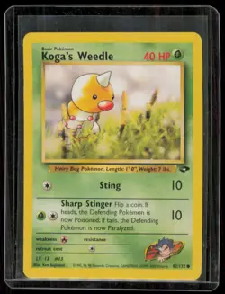 Koga's Weedle 82/132 - Gym Challenge - Common Vintage WOTC Pokemon Card - MP - Image 1