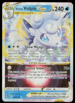 Alolan Vulpix VSTAR 034/195 Holo VSTAR Rare Silver Tempest Pokemon Near Mint - Image 1