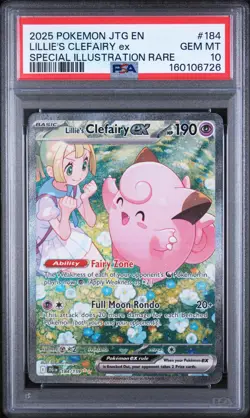 2025 POKEMON JOURNEY TOGETHER #184/159 LILLIE'S CLEFAIRY EX SIR PSA 10 - Image 1
