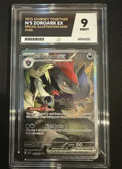ACE 9 N's Zoroark ex 185/159 - Pokemon TCG: Journey Together - SIR MINT 9! - Image 1