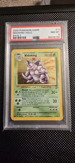 Nidoking - Pokemon Base Set #11 - Near Mint to Mint PSA 8 - Image 1