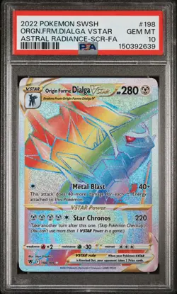 PSA 10 GEM MT 2022 POKEMON SWSH ORGN.FRM.DIALGA VSTAR #198 ASTRAL RADIANCE-SCR-F - Image 1