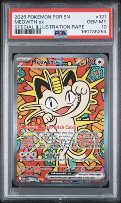 Pokemon TCG Meowth 121/088 Perfect Order PSA 10 - Image 1