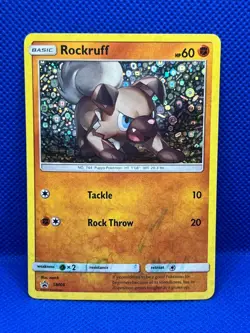 Pokemon Tcg Rockruff (Holo Bleed/Ink Error)SM06 General Mills Sequin Promo - Image 1