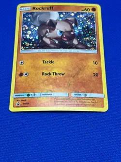 Pokemon Tcg Rockruff (Holo Bleed/Ink Error)SM06 General Mills Sequin Promo - Image 2