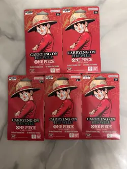 One Piece OP-13 Carrying On His Will Sleeved Booster Pack Lot x5 English Sealed - Image 1