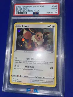 Pokemon Eevee TCG SWSH042 Black Star Promo Cosmo Holo Card NM Condition Psa 9 - Image 2