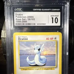 CGC 10 GEM MINT 1999 Pokemon Base Set Dratini Uncommon Regular #26/102 - Image 2