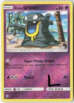 Alolan Grimer 57/149 Common SM Base Set Pokemon Reverse Holo Lightly Played - Image 1