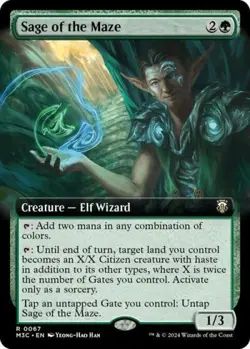 Sage of the Maze (Extended Art) (Ripple Foil) - CMH3 MTG - Light Play - Image 1