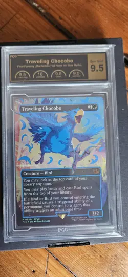 2025 MTG Final Fantasy EN #0551c Traveling Chocobo Neon Ink Blue Foil PCG 9.5 - Image 1