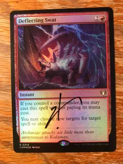 Magic the Gathering MTG foil Deflecting Swat Commander Masters signed NM - Image 1