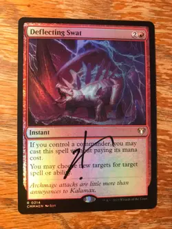 Magic the Gathering MTG foil Deflecting Swat Commander Masters signed NM - Image 2