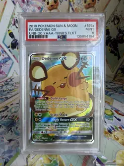 Pokemon Dedenne GX 195a/214 Full Art Trainer Kit Promo PSA 9 MINT Card - Image 1