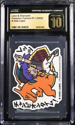 ✨✨✨ CGC 10 Pristine 2025 Pokemon B-Side Label Stickers Leon & Charizard - Image 1