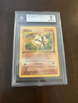 1999 Pokemon Jungle 1st Edition #55 - Mankey BGS 9 Mint - Image 1