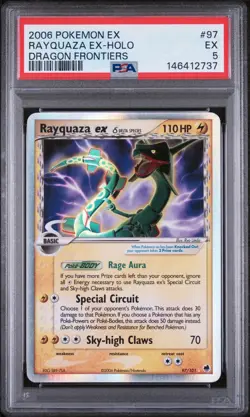 2006 Pokemon EX Dragon Frontiers Rayquaza EX Holo Dragon Frontiers PSA 5 97/101 - Image 1