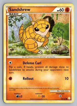 SANDSHREW 79/123 COMMON HEARTGOLD & SOULSILVER POKEMON LP - Image 1