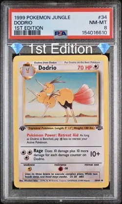 1999 Pokemon Jungle Dodrio 34/64 1st Edition PSA 8 NM-MT WOTC Vintage 🔥 - Image 1