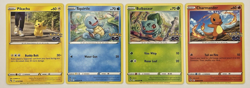 Pikachu + Squirtle + Bulbasaur + Charmander 4 Card Lot Pokemon GO TCG - Image 1