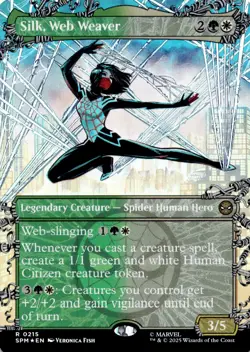 MTG Silk, Web Weaver (Borderless) FOIL NM R 215 Marvel's Spider-Man - Image 1