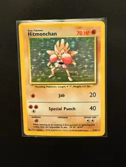 Pokemon TCG Hitmonchan 7/102 Base Set 1999 Holo Unlimited Rare 007/102 - Image 1