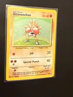 Pokemon TCG Hitmonchan 7/102 Base Set 1999 Holo Unlimited Rare 007/102 - Image 3