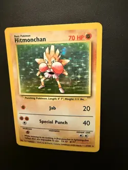 Pokemon TCG Hitmonchan 7/102 Base Set 1999 Holo Unlimited Rare 007/102 - Image 5