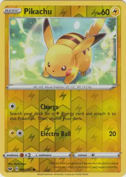 Pikachu - 065/202 - Common - Reverse Holo LP, English Pokemon Sword & Shield - B - Image 1