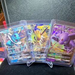 Pokemon TCG Hidden Fates Promo GX Lot 3x Espeon Jolteon Vaporeon SM172-174 Holo - Image 1