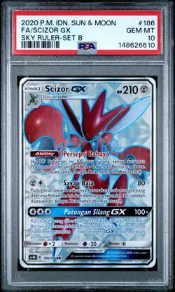 2020 POKEMON INDONESIAN SUN & MOON SKY RULER SET B FULL ART/SCIZOR GX PSA 10 - Image 1