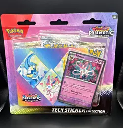 Pokemon TCG Prismatic Evolutions Tech Sticker Collection 3 Packs - Image 1
