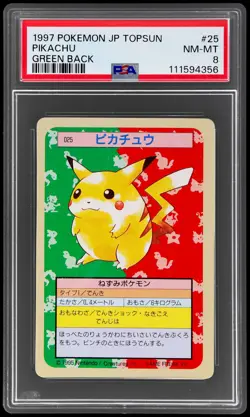 1997 Pokemon Topsun Japanese Pikachu #25 PSA 8 Green Back NM-MT - Image 1