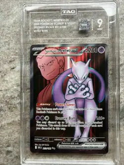 2025 POKEMON SV DESTINED RIVALS ULTRA RARE #213 TEAM ROCKET'S MEWTWO EX TAG 9 - Image 1