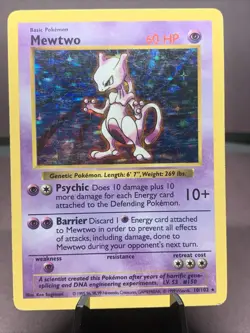 Pokemon TCG Mewtwo 10/102 Base Set Shadowless Holo Rare WOTC VTG 1999 HP - Image 1