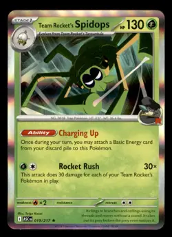 Team Rocket's Spidops 019/217 Rare Ascended Heroes Pokemon Holo Near Mint - Image 1