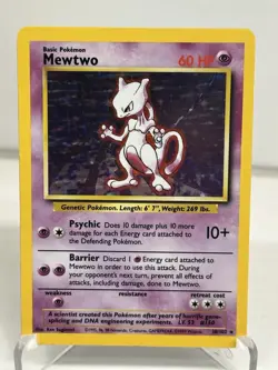 Pokemon TCG Mewtwo 1999 Base Set Holo Rare #10/102 WOTC - Image 1