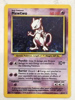 Pokemon TCG Mewtwo 1999 Base Set Holo Rare #10/102 WOTC - Image 2