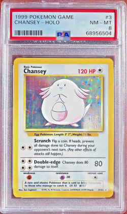 1999 Pokemon #3 Chansey - Holo PSA 8 - Image 1
