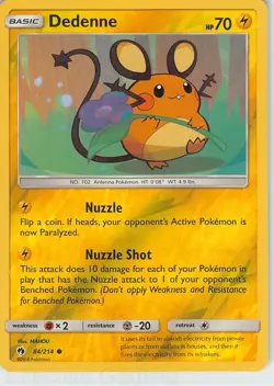 Dedenne 84/214 Common Lost Thunder Pokemon Reverse Holo LP MAHOU - Image 1