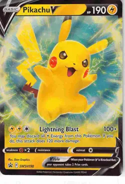 Pikachu V SWSH198 Promo SWSH Black Star Pokemon NM - Image 1
