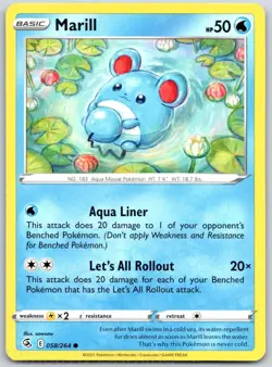 Marill 058/264 Common Fusion Strike Pokemon NM sowsow - Image 1